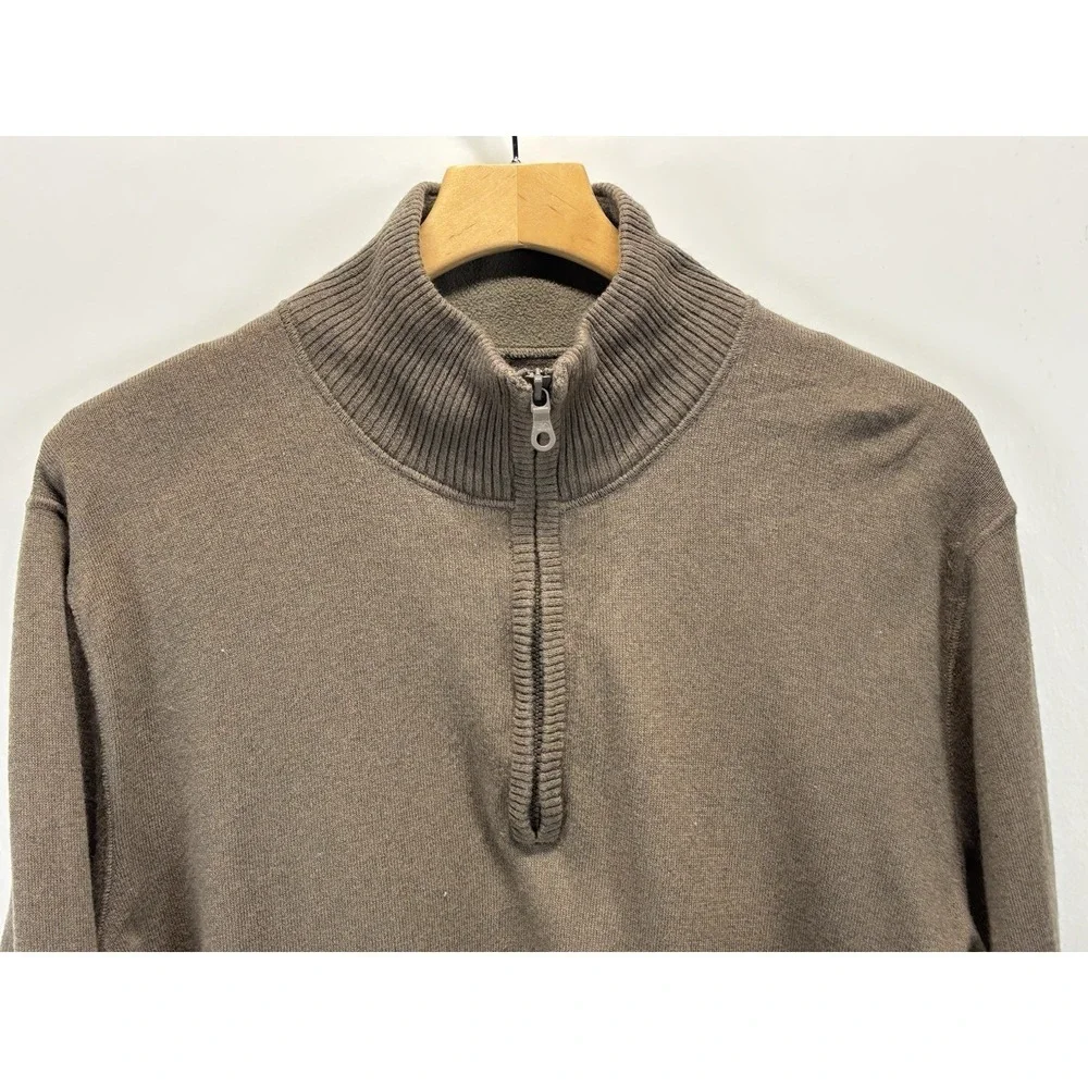 The North Face Wool Blend Sweater Sz Large Men's Brown 1/4 Zip Mock Neck